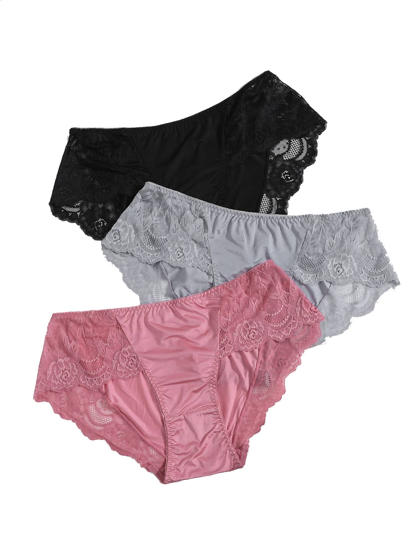 3pack Plus Contrast Lace Panty - Multicolor - View 1
