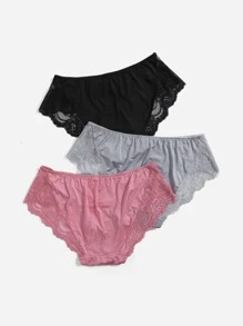 3pack Plus Contrast Lace Panty - Multicolor - View 2