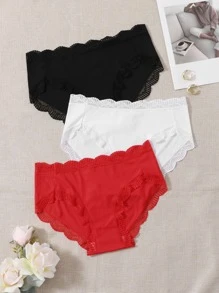 3pack Plus Scalloped Lace Trim Panty - Multicolor - View 1