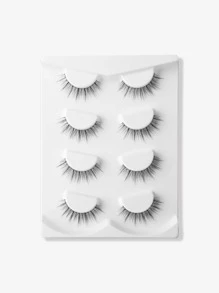 Cat Eye False Eyelashes, 4 pairs 10mm natural False Eyelashes - Black - View 1