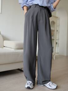 DAZY Pantalon plissé avec poches en biais, pantalon habillé pour femme