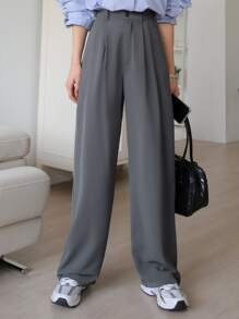 DAZY Pantalon plissé avec poches en biais, pantalon habillé pour femme