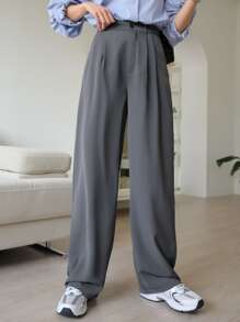 DAZY Pantalon plissé avec poches en biais, pantalon habillé pour femme
