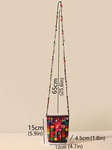 Handmade Boho Style Beaded Decor Crossbody Bag