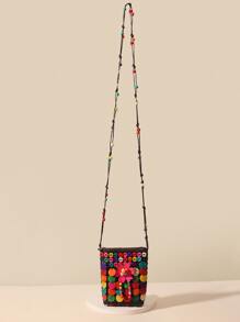 Handmade Boho Style Beaded Decor Crossbody Bag