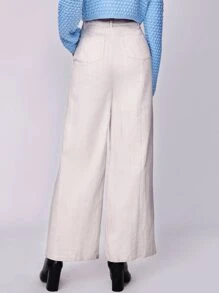 Landing At Noon 前接縫闊腿褲 - 白色 - 查看 3