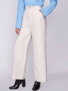 Landing At Noon 前接縫闊腿褲 - 白色 - 查看 5