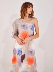 AdAnn 印花不對稱領連衣裙 - 彩色 - 查看 5