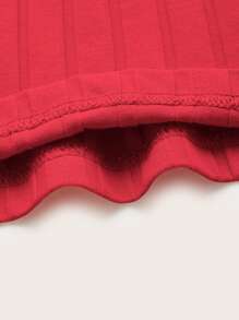 SHEIN EZwear 羅紋針織吊帶上衣 - 紅色 - 查看 3