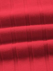 SHEIN EZwear 羅紋針織吊帶上衣 - 紅色 - 查看 4