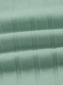 SHEIN EZwear Áo hai dây Gân đan màu trơn Cơ bản - Màu xanh Bạc hà - Xem 4