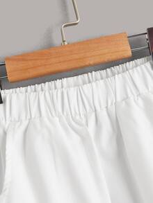 SHEIN Boys Elastic Waist Solid Pants - White - View 4