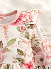 Bebé Jumpsuit con estampado floral ribete con fruncido con diadema - Multicolor - Ver 4