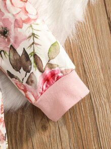 Bebé Jumpsuit con estampado floral ribete con fruncido con diadema - Multicolor - Ver 5