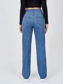 SHEIN Tall 高腰淺色水洗牛仔褲 - 中等水洗藍 - 查看 2