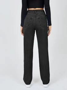 SHEIN Tall High Waist Light Washed Jeans - Dark Grey - View 2