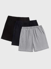 SHEIN Men 3pcs Elastic Waist Shorts - Multicolor - View 1