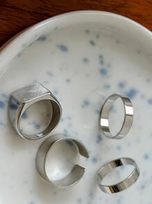 DAZY 4 chiếc nhẫn tối giản - Bạc - Xem 3