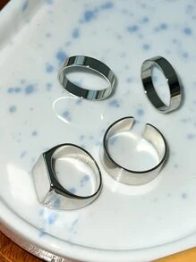 DAZY 4 chiếc nhẫn tối giản - Bạc - Xem 4