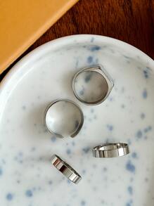 DAZY 4 chiếc nhẫn tối giản - Bạc - Xem 5