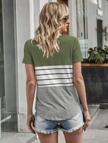 เสื้อยืด ลายแถบ และ บล็อคสี - มัลติคัลเลอร์ - ดู 2