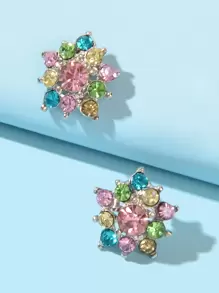 Rhinestone Decor Stud Earrings - Multicolor - View 3
