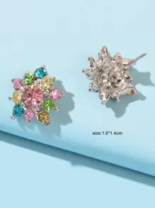 Rhinestone Decor Stud Earrings - Multicolor - View 4