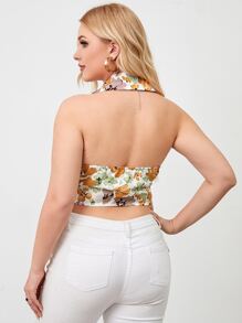 SHEIN Unity 大碼印花露背掛脖上衣 - 彩色 - 查看 3