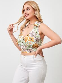 SHEIN Unity 大碼印花露背掛脖上衣 - 彩色 - 查看 5