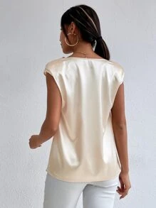 Áo hai dây Vắt màu trơn Thanh lịch - Màu be - Xem 2