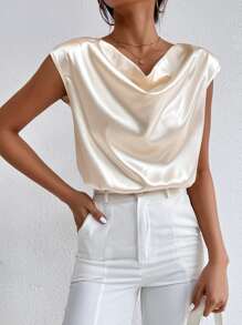 Áo hai dây Vắt màu trơn Thanh lịch - Màu be - Xem 3