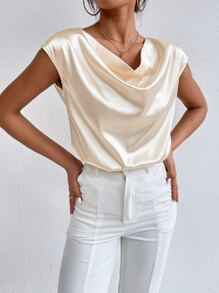 Áo hai dây Vắt màu trơn Thanh lịch - Màu be - Xem 4