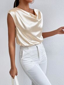 Áo hai dây Vắt màu trơn Thanh lịch - Màu be - Xem 5