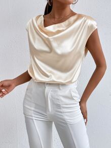 Áo hai dây Vắt màu trơn Thanh lịch - Màu be - Xem 7