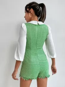 SHEIN PETITE Áo liền quần nữ Nút giả răng cưa Giải trí - Nhiều màu - Xem 2