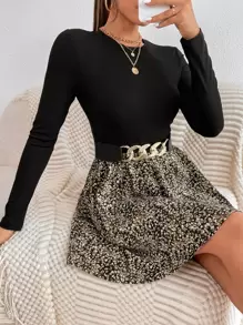 SHEIN PETITE 2 In 1 Graphic Print A-line Dress Without Belt - Multicolor - View 1