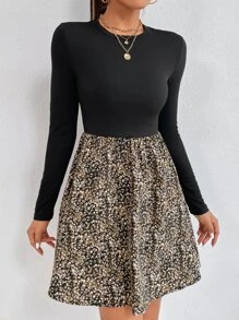 SHEIN PETITE 2 In 1 Graphic Print A-line Dress Without Belt - Multicolor - View 4