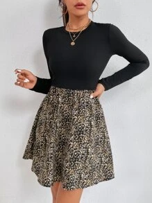 SHEIN PETITE 2 In 1 Graphic Print A-line Dress Without Belt - Multicolor - View 5