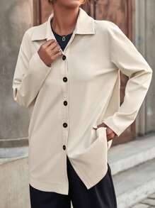 Mulvari Abrigo con botón de hombros caídos con cinturón - Albaricoque - Ver 1