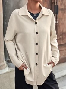 Mulvari Abrigo con botón de hombros caídos con cinturón - Albaricoque - Ver 5