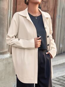 Mulvari Abrigo con botón de hombros caídos con cinturón - Albaricoque - Ver 6