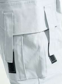 Manfinity Hypemode Men Flap Pocket Side Cargo Trousers - Light Grey - View 4