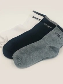 Hombres 3 pares Calcetines de tripulación con estampado de letra - Multicolor - Ver 2