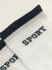 Hombres 3 pares Calcetines de tripulación con estampado de letra - Multicolor - Ver 3