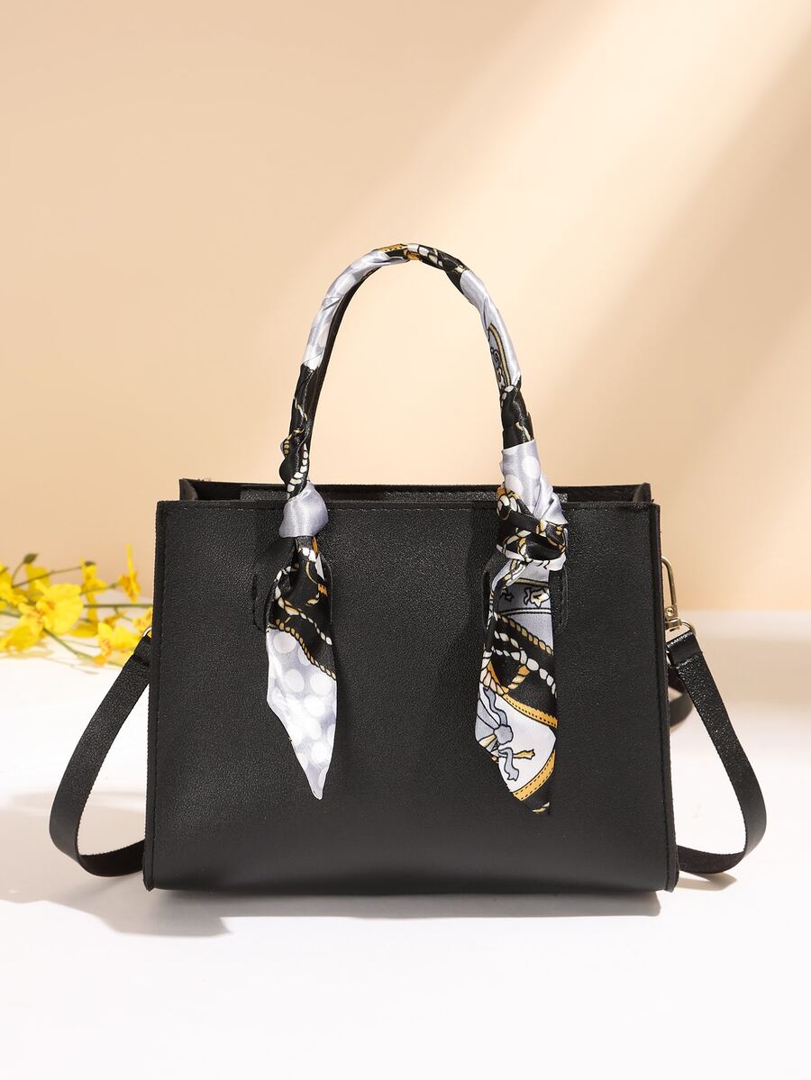 Túi đeo chéo Nữ màu trơn Có thể điều chỉnh được Đôi tay cầm Thanh lịch - màu đen - Xem 1