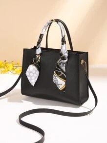 Túi đeo chéo Nữ màu trơn Có thể điều chỉnh được Đôi tay cầm Thanh lịch - màu đen - Xem 4