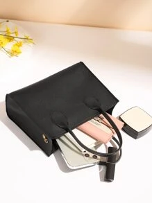 Túi đeo chéo Nữ màu trơn Có thể điều chỉnh được Đôi tay cầm Thanh lịch - màu đen - Xem 5