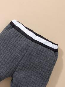 Baby Boy Striped Trim 3D Ears Design Hoodie & Sweatpants - Dark Grey - View 5