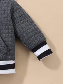 Baby Boy Striped Trim 3D Ears Design Hoodie & Sweatpants - Dark Grey - View 6