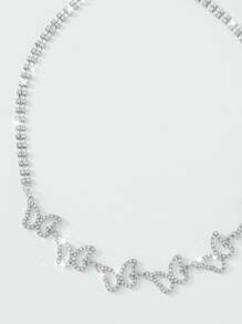 Collar de cadena con diamante de imitación con diseño de mariposa - Plateado - Ver 3